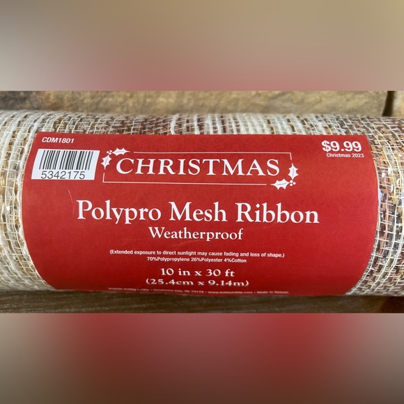 3 Wired Ribbon & 1 Roll Christmas Polypropylene Mesh Ribbon - Picture 9 of 11